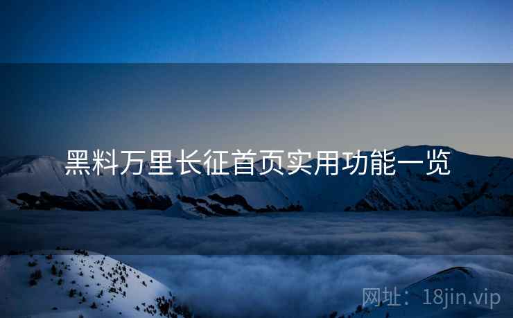 黑料万里长征首页实用功能一览  第1张